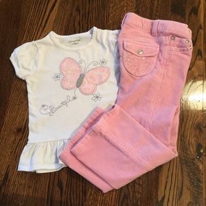 Little girls size 5 pink corduroy pants /shirt.